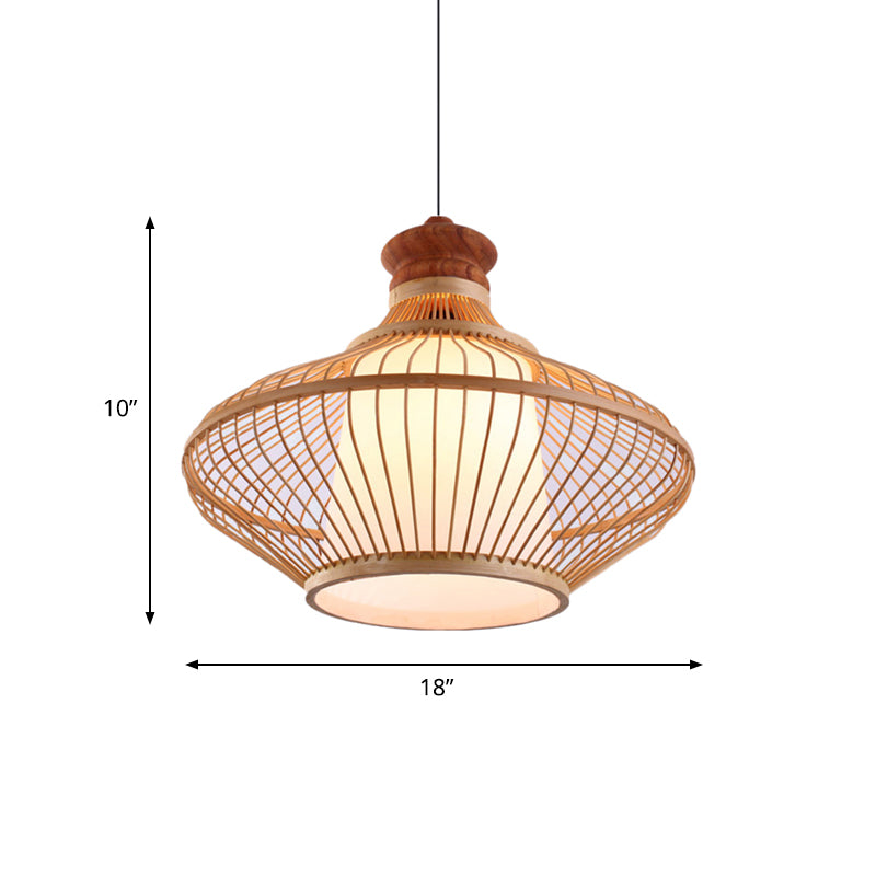 Bamboo Shade en larme en larmes LAMPE PROSIBLE 1 LUMIÈRE PENDANT BEIGE LUMINE POUR FOYER