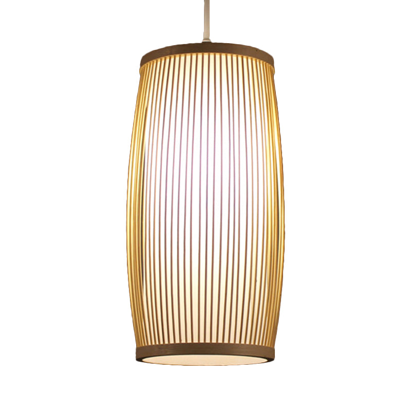 Cylindre salle à manger lampe suspendue bambou moderne lumière suspendue en beige