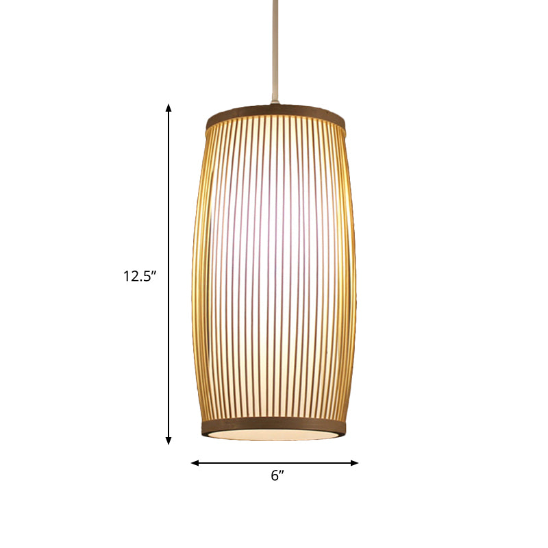 Cylindre salle à manger lampe suspendue bambou moderne lumière suspendue en beige