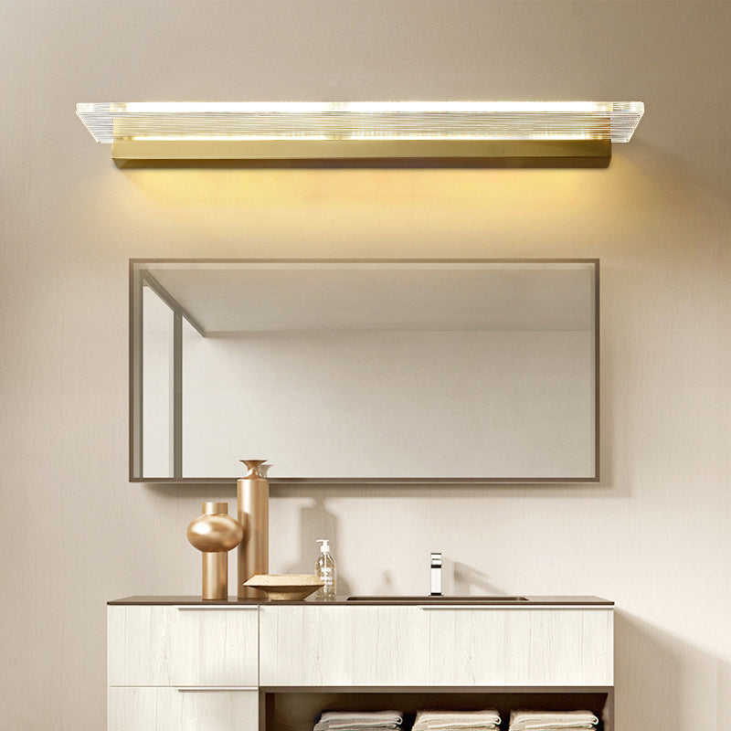 Gold Modern Metal Wall Sconce Geometric Shape Vanity Lamp with Acrylic Shade for Bathroom