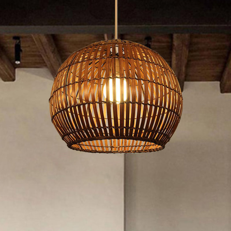 Bamboo Shade Pendant Lampe Modern Elemy 12 "/ 16" W 1 Bulbe Beige / Brown Plafond Éclairage pour le restaurant