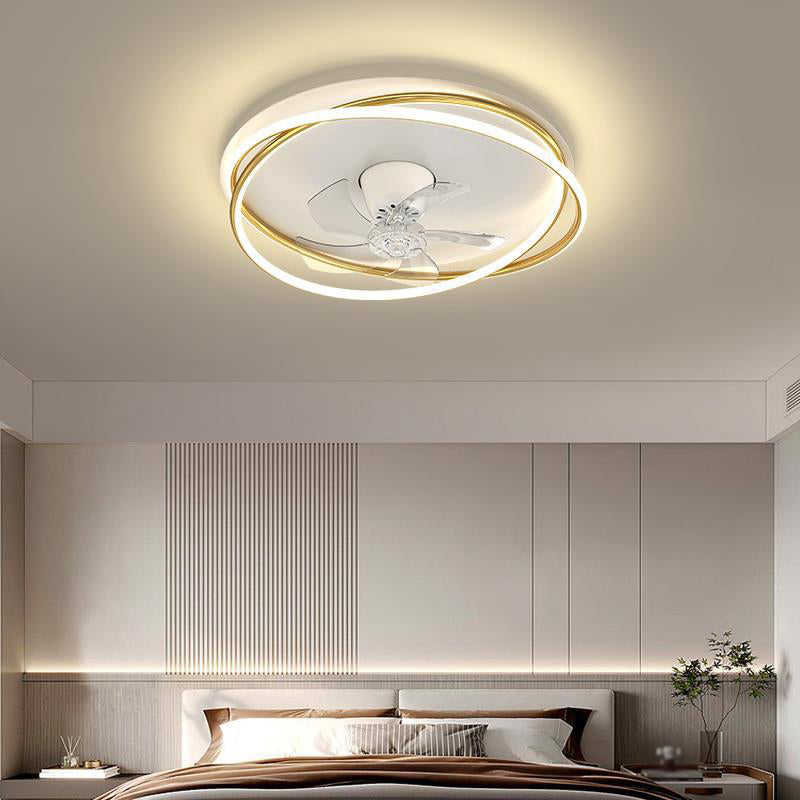 Modern LED Ceiling Fan Lighting Round Metal Fan Light in Black / Gold / White