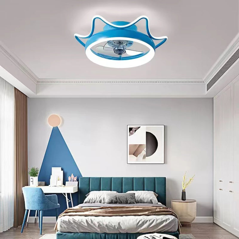 Polish Finish Fan with Light Children Metallic LED Ceiling Fan for Home