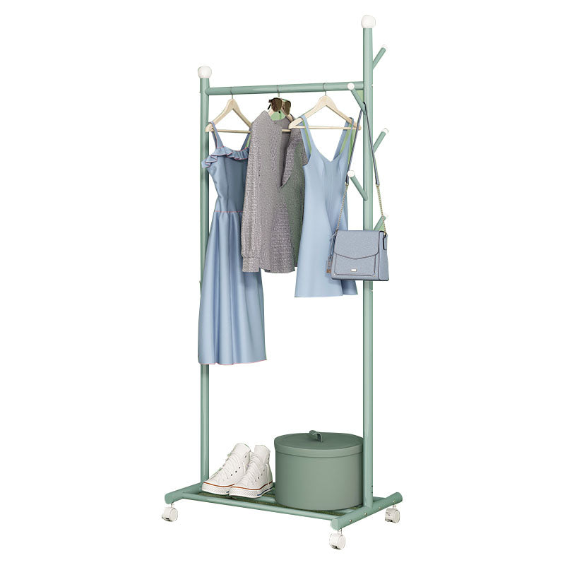 Contemporary Coat Rack Hanging Rail Lower Shelf and Hooks Entryway Kit