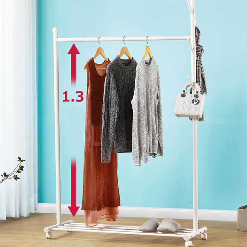 Contemporary Coat Rack Hanging Rail Lower Shelf and Hooks Entryway Kit