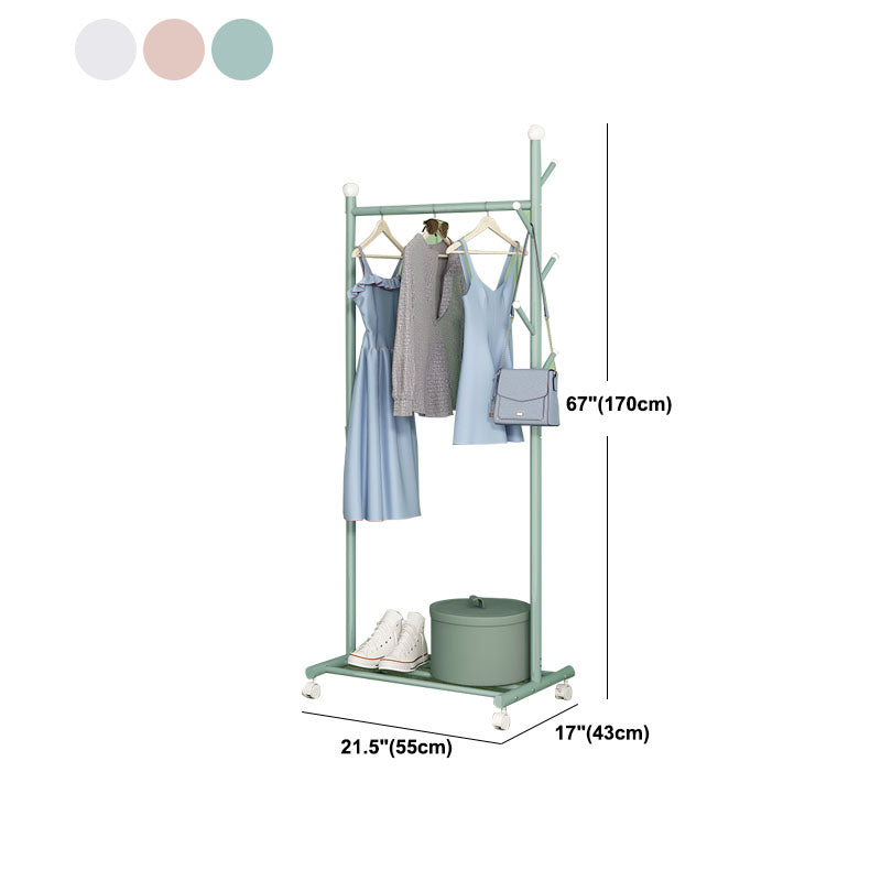 Contemporary Coat Rack Hanging Rail Lower Shelf and Hooks Entryway Kit