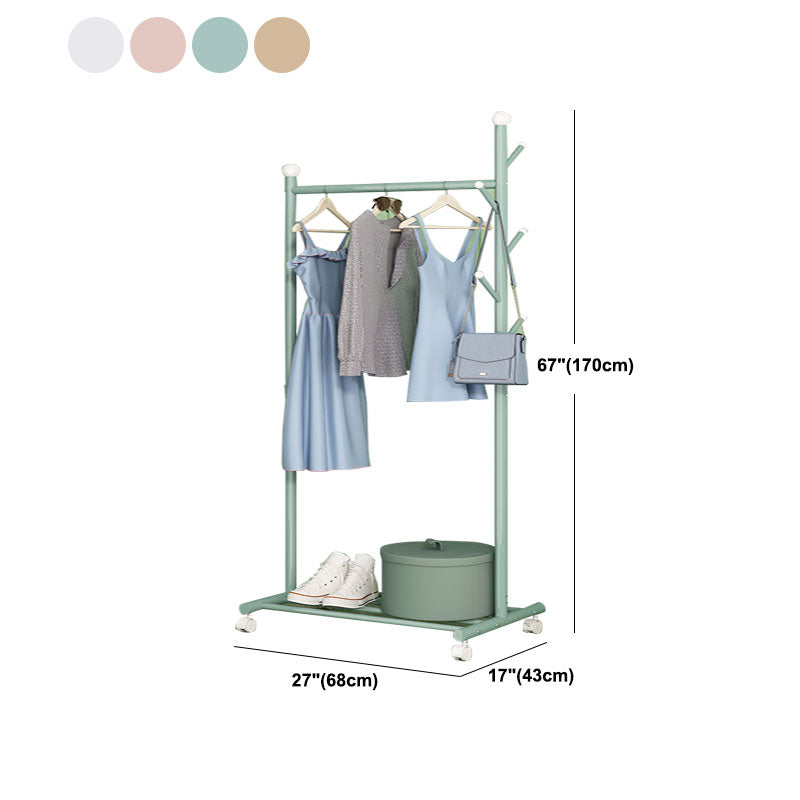 Contemporary Coat Rack Hanging Rail Lower Shelf and Hooks Entryway Kit