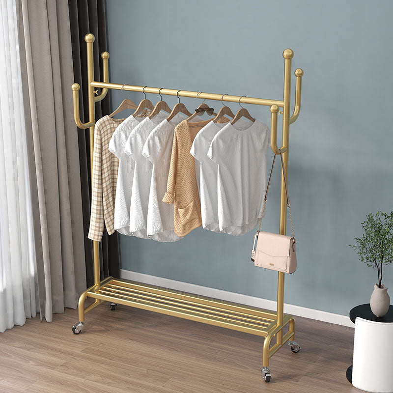 Modern Style Coat Rack Metallic Free Standing Hooks Design Coat Hanger with Shelve