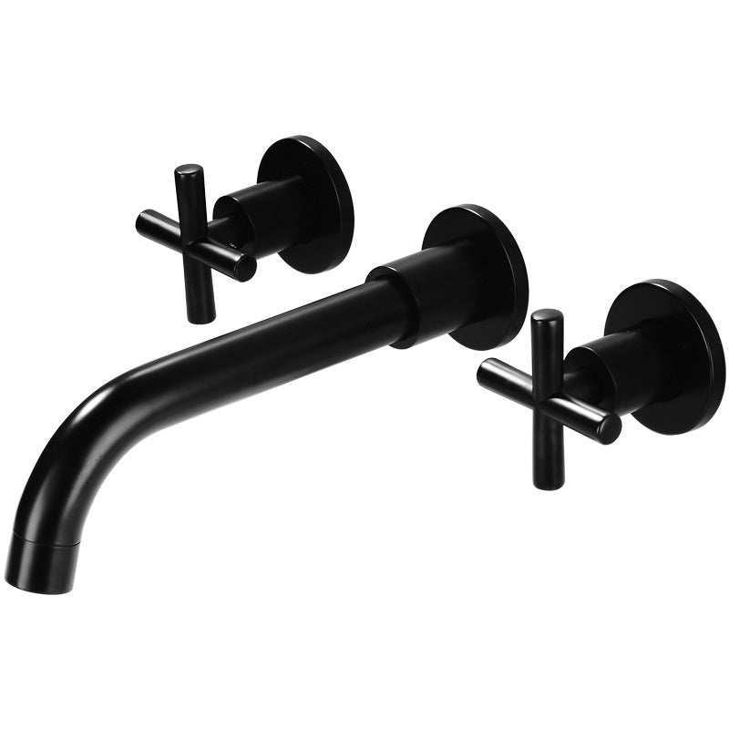 3 Holes Faucet 2 Cross Handles Wall Mounted Faucet for Bathroom