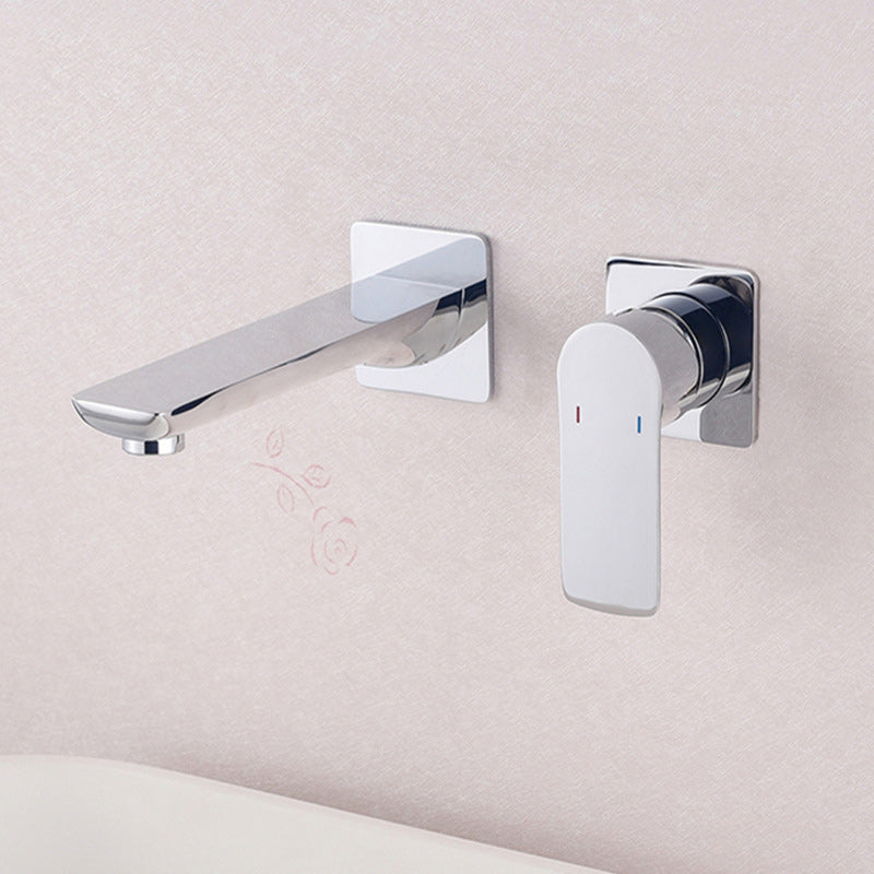 2 Holes Faucet Glam Style Wall Mounted Faucet with Single Lever Handle