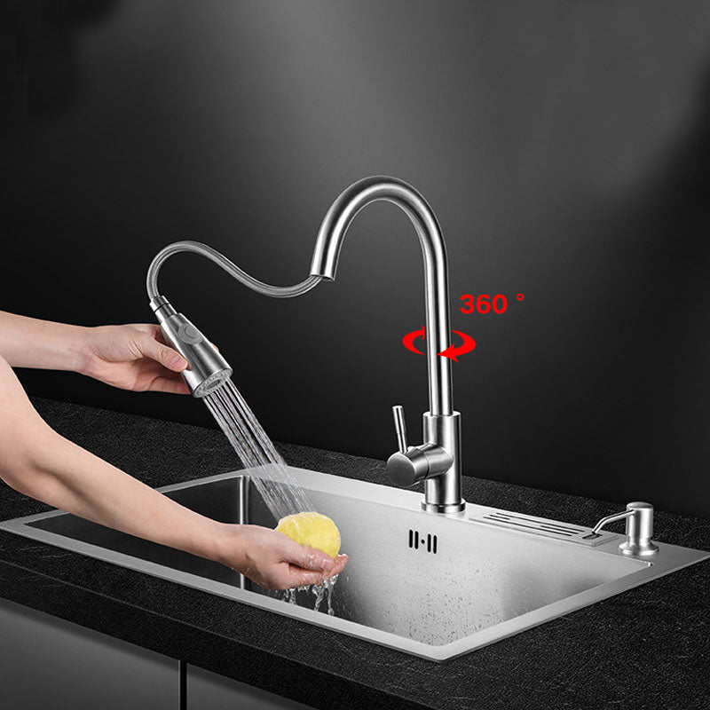 Modern Kitchen Sink Stainless Steel with Accessories and Faucet Kitchen Bar Sink