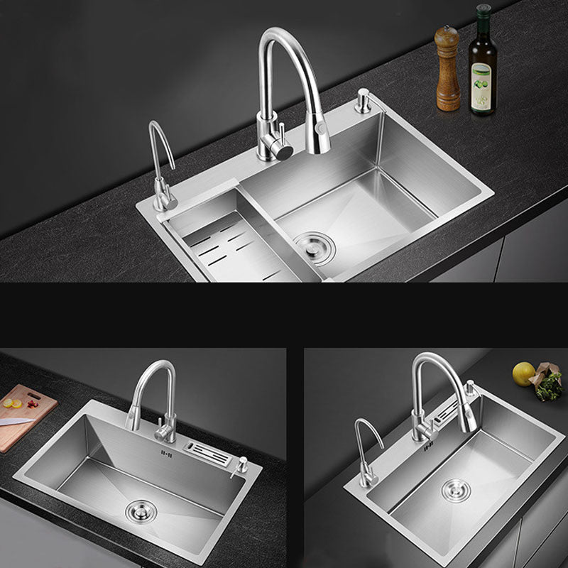 Modern Kitchen Sink Stainless Steel with Accessories and Faucet Kitchen Bar Sink