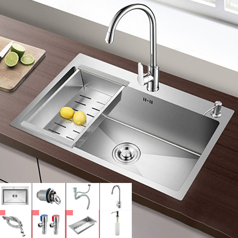 Modern Kitchen Sink Stainless Steel with Accessories and Faucet Kitchen Bar Sink