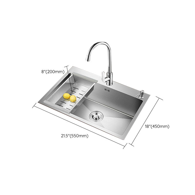 Modern Kitchen Sink Stainless Steel with Accessories and Faucet Kitchen Bar Sink