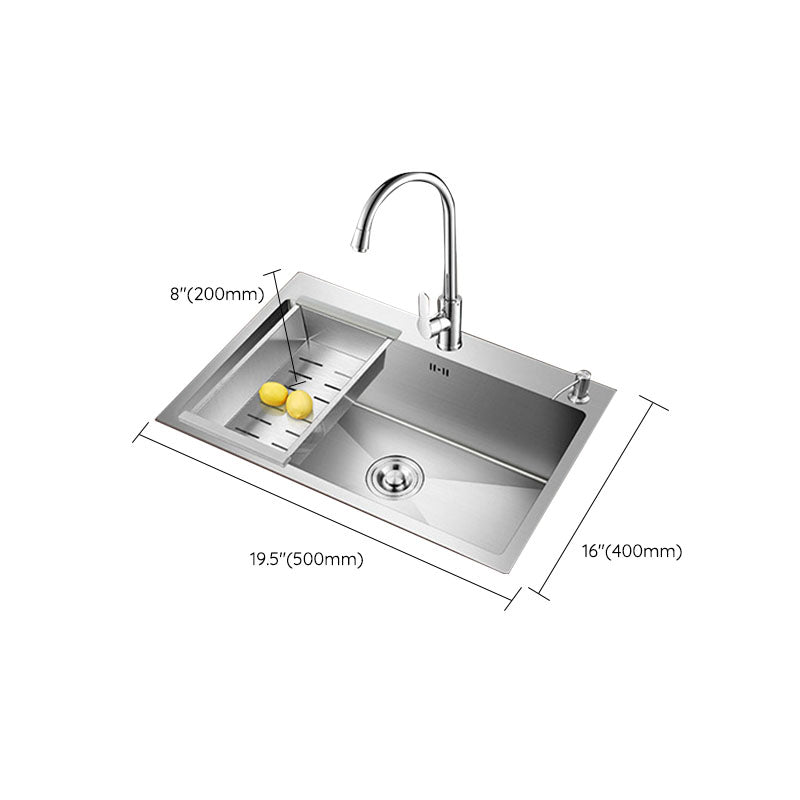 Modern Kitchen Sink Stainless Steel with Accessories and Faucet Kitchen Bar Sink