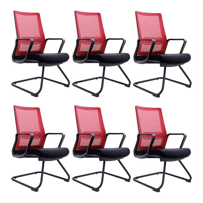 Contemporary Arm Chair Fixed Arms Mid-back Breathable Air Grid Office Chair