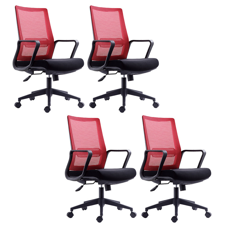 Contemporary Arm Chair Fixed Arms Mid-back Breathable Air Grid Office Chair