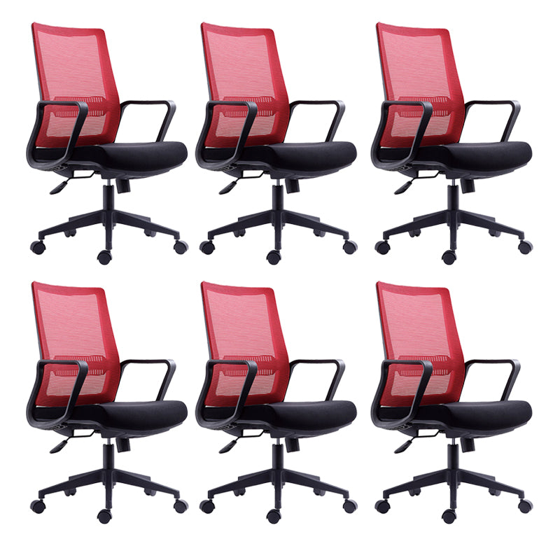 Contemporary Arm Chair Fixed Arms Mid-back Breathable Air Grid Office Chair