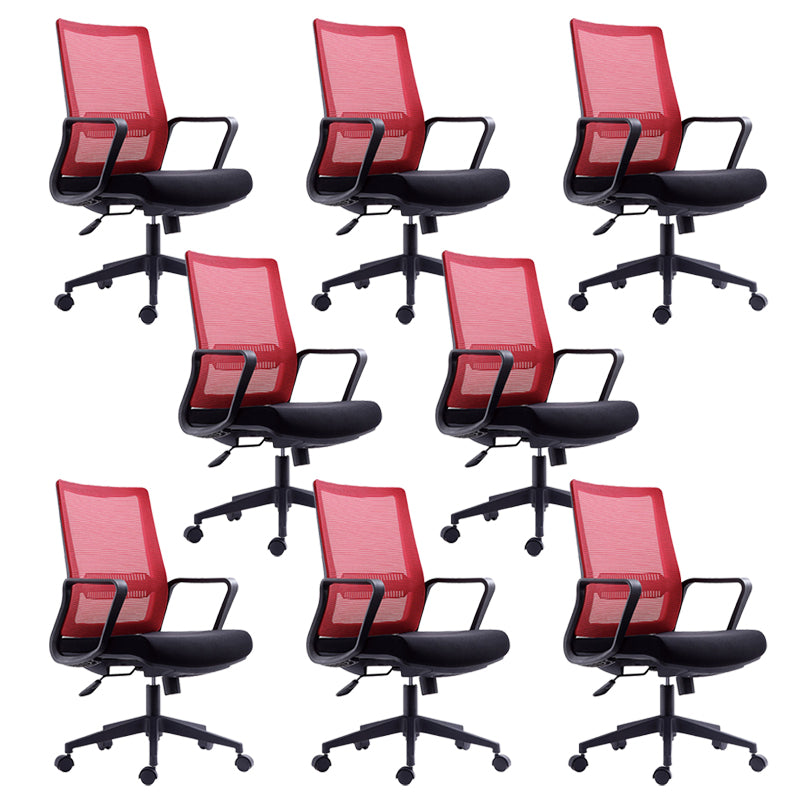 Contemporary Arm Chair Fixed Arms Mid-back Breathable Air Grid Office Chair