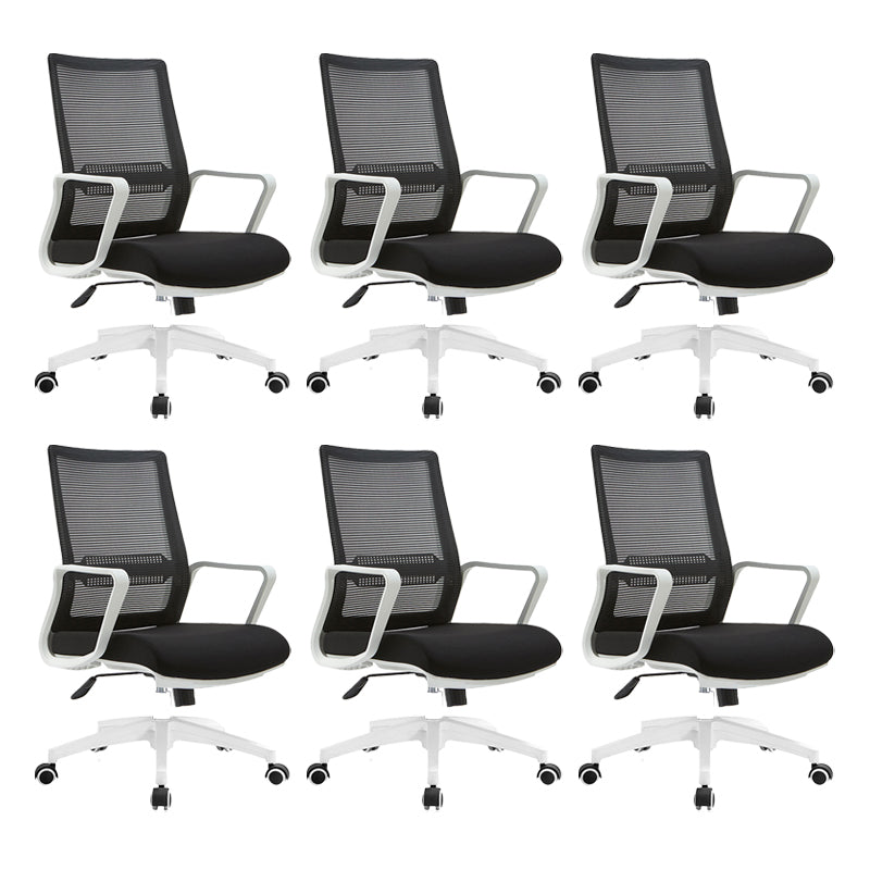 Contemporary Arm Chair Fixed Arms Mid-back Breathable Air Grid Office Chair