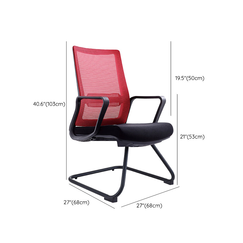 Contemporary Arm Chair Fixed Arms Mid-back Breathable Air Grid Office Chair