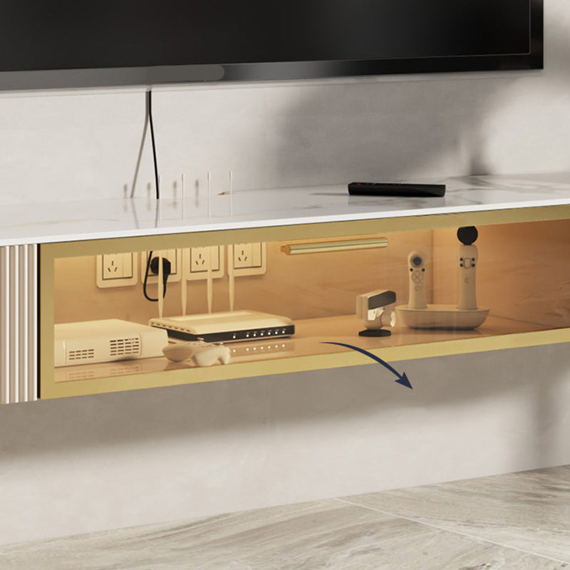 Modern Wall Mount TV Stand 2 Drawers Wooden TV Console for Living Room