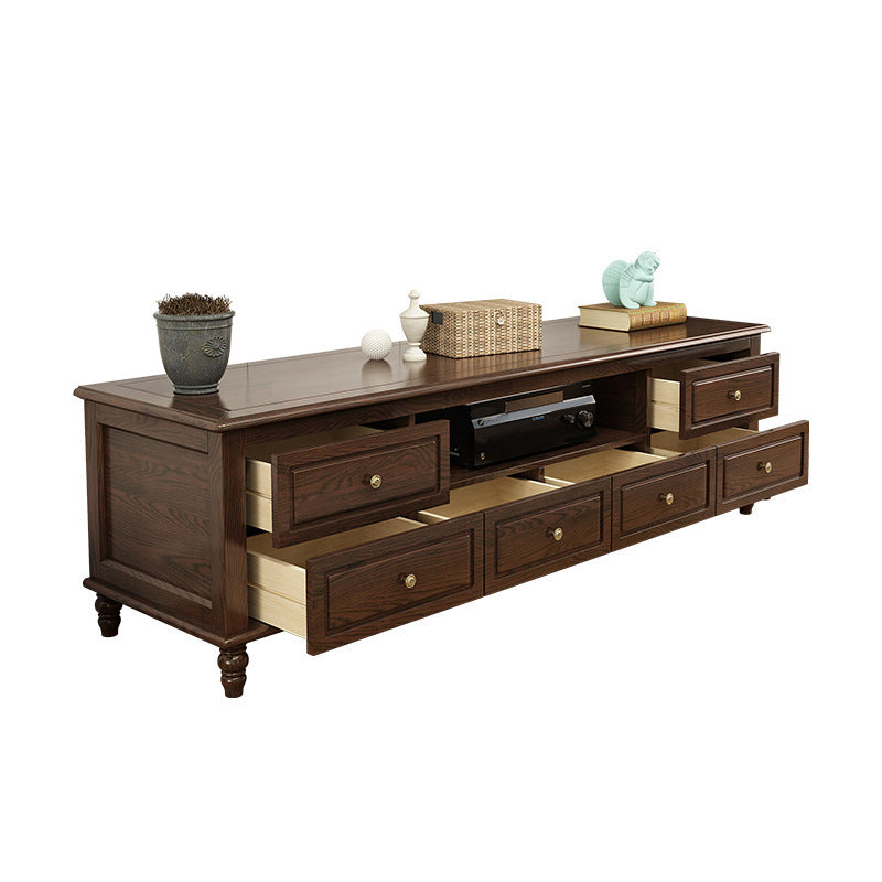 Traditional Wood TV Console Open Storage TV Media Stand with Drawers for Living Room