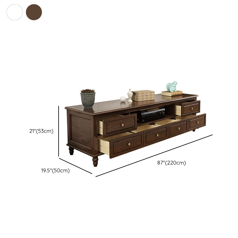 Traditional Wood TV Console Open Storage TV Media Stand with Drawers for Living Room