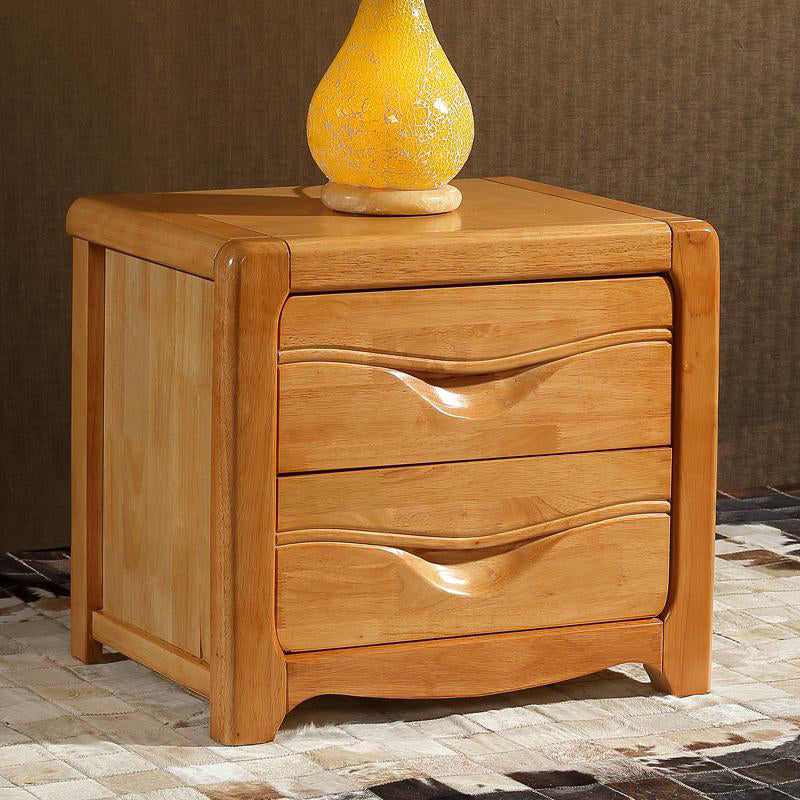 Solid Wood Bed Nightstand Traditional Bedside Cabinet with Drawers