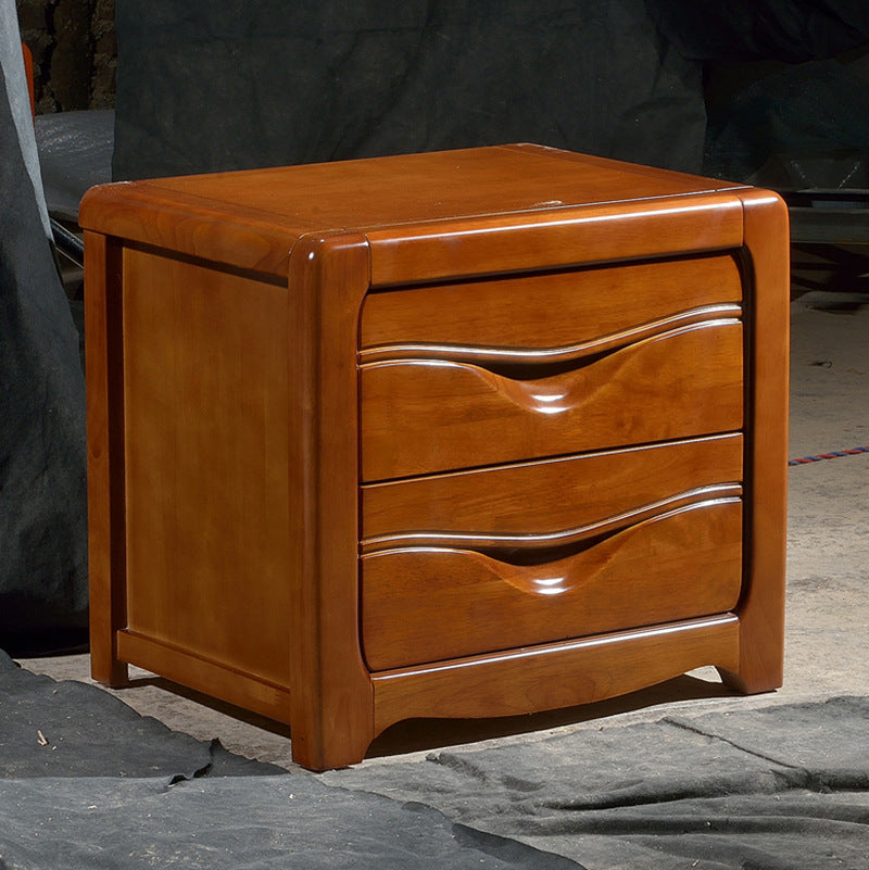 Solid Wood Bed Nightstand Traditional Bedside Cabinet with Drawers