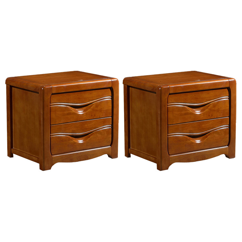 Solid Wood Bed Nightstand Traditional Bedside Cabinet with Drawers