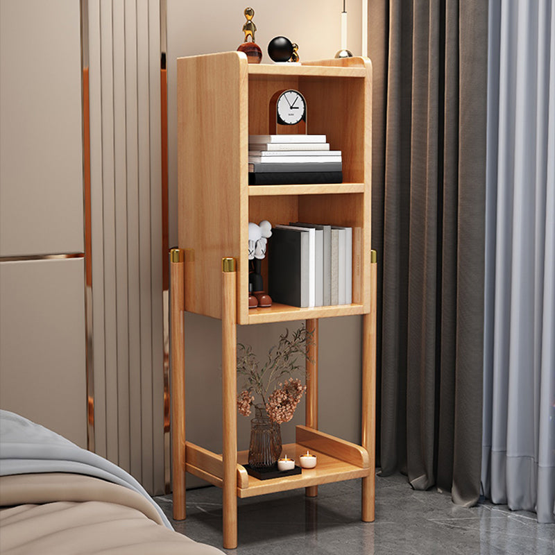 4 Shelves Modern Nightstand Solid Wood Night Table with Legs ,43.1" Tall