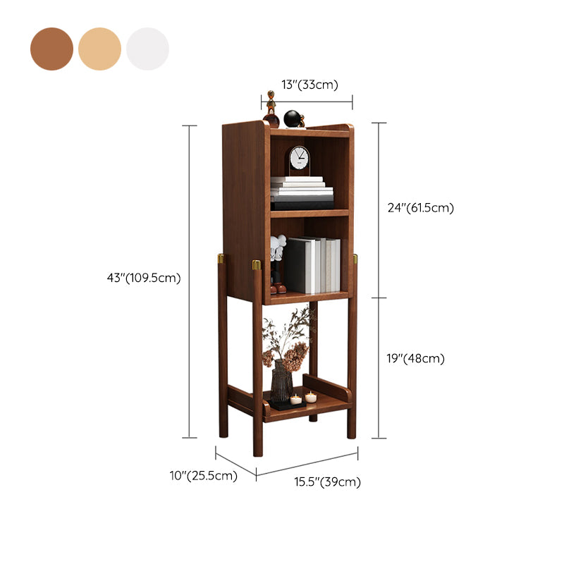 4 Shelves Modern Nightstand Solid Wood Night Table with Legs ,43.1" Tall