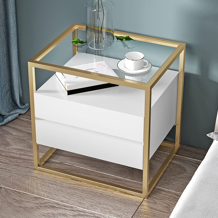 Solid Wood Bed Nightstand Contemporary Bedside Cabinet with Drawers