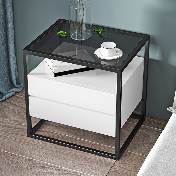 Solid Wood Bed Nightstand Contemporary Bedside Cabinet with Drawers