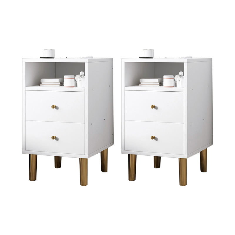 2 Drawers Modern Nightstand Open Storage Night Table with 1 Shelf ,22.8" Tall