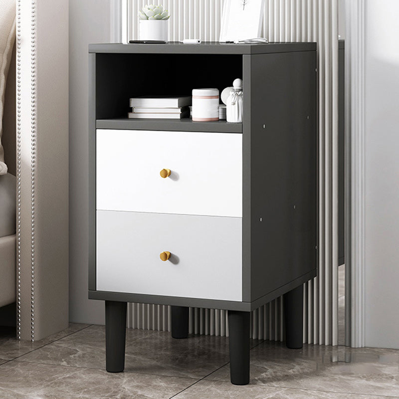 2 Drawers Modern Nightstand Open Storage Night Table with 1 Shelf ,22.8" Tall