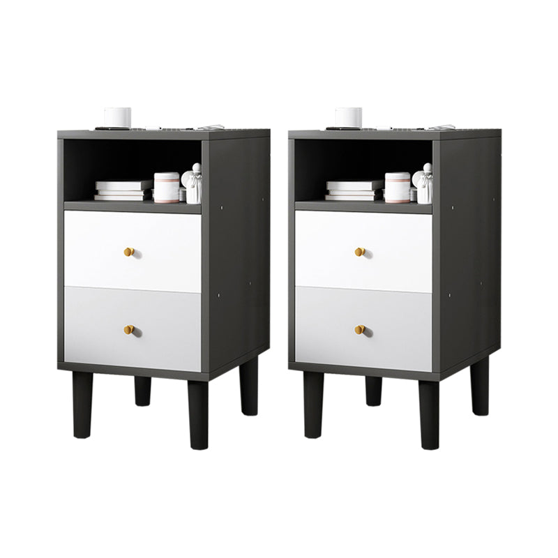 2 Drawers Modern Nightstand Open Storage Night Table with 1 Shelf ,22.8" Tall