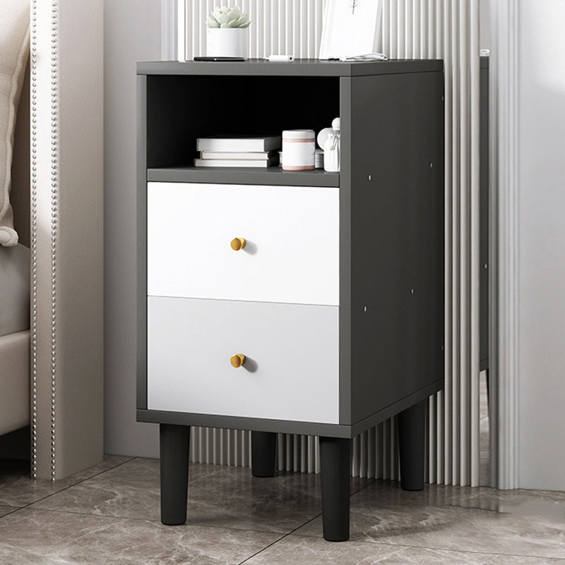 2 Drawers Modern Nightstand Open Storage Night Table with 1 Shelf ,22.8" Tall