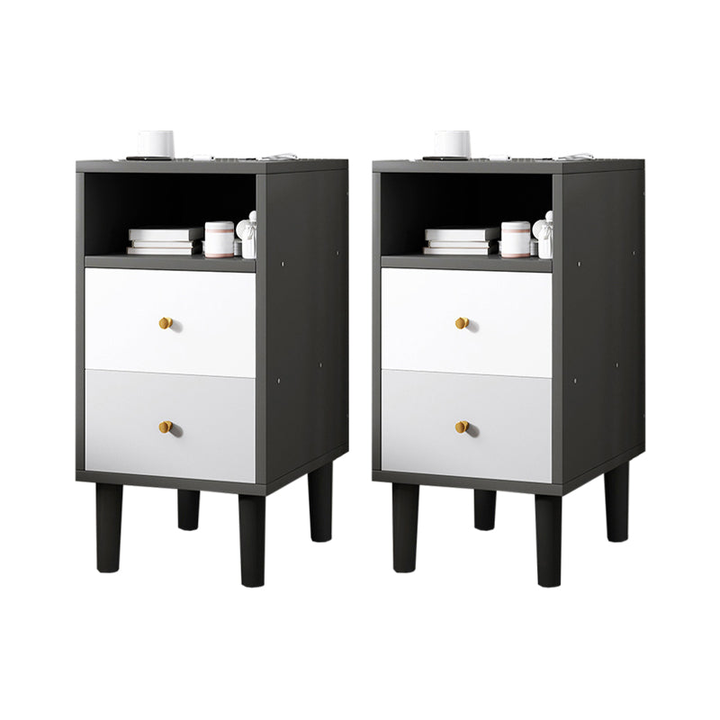 2 Drawers Modern Nightstand Open Storage Night Table with 1 Shelf ,22.8" Tall