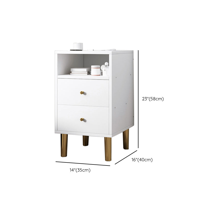 2 Drawers Modern Nightstand Open Storage Night Table with 1 Shelf ,22.8" Tall