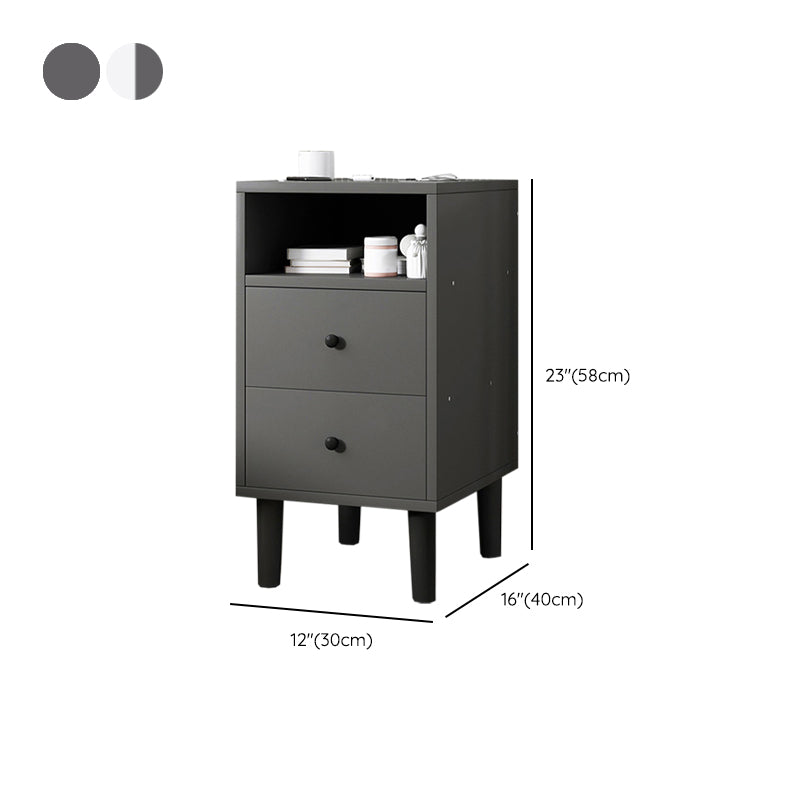 2 Drawers Modern Nightstand Open Storage Night Table with 1 Shelf ,22.8" Tall