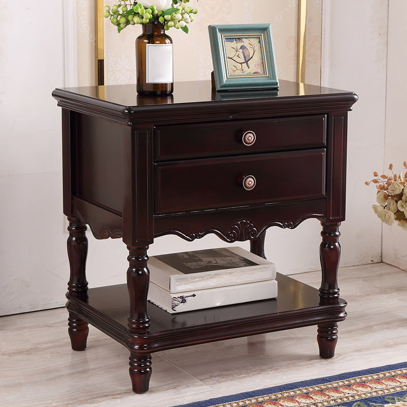 Rubber Wood Bedside Cabinet Traditional Nightstand for Living Room , 23"W X 25" H