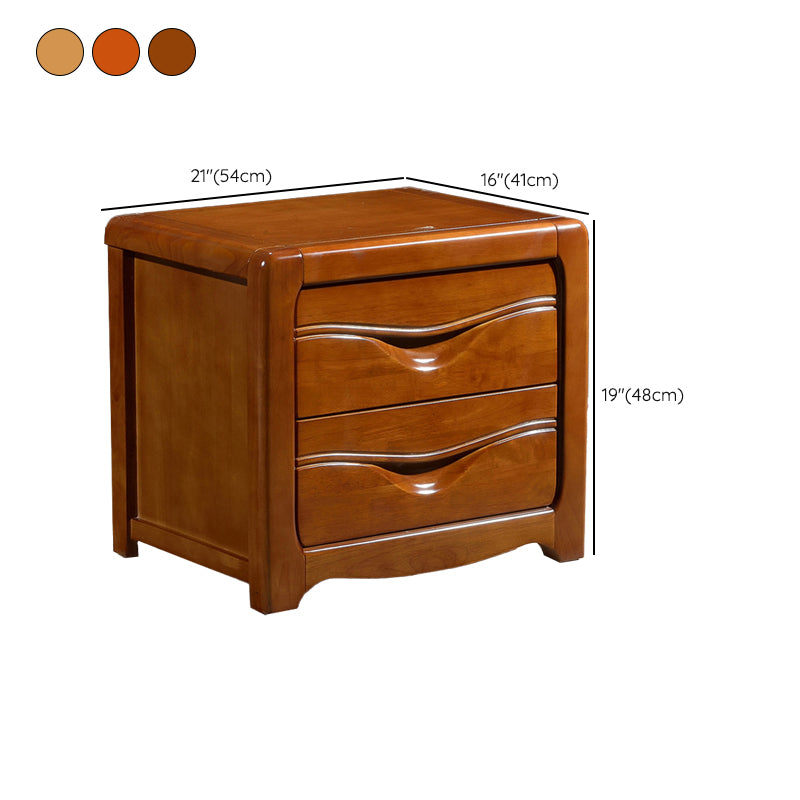 Solid Wood Bed Nightstand Traditional Bedside Cabinet with Drawers