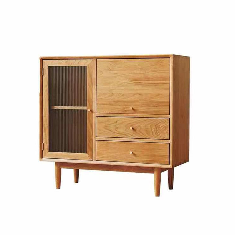 Modern Wooden Sideboard Table Brown 2-drawer Buffet Server for Home