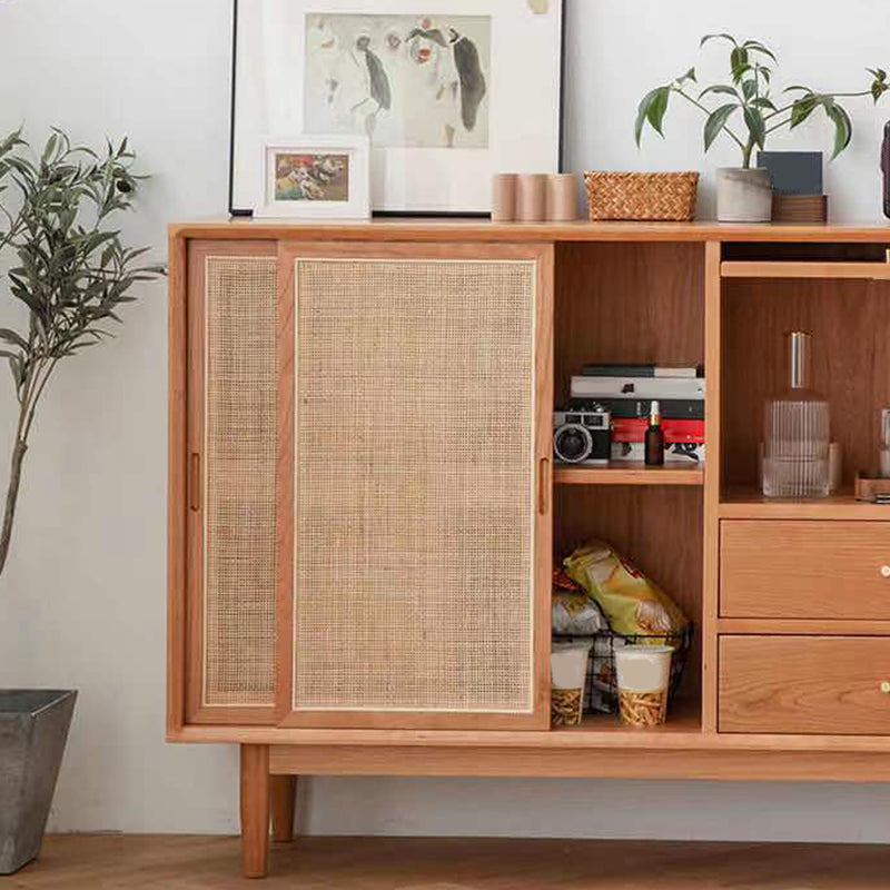 Modern Wooden Sideboard Table Brown 2-drawer Buffet Server for Home