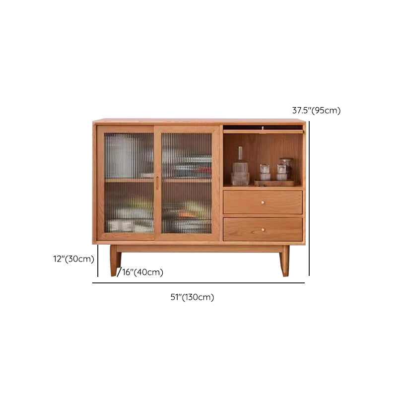 Modern Wooden Sideboard Table Brown 2-drawer Buffet Server for Home