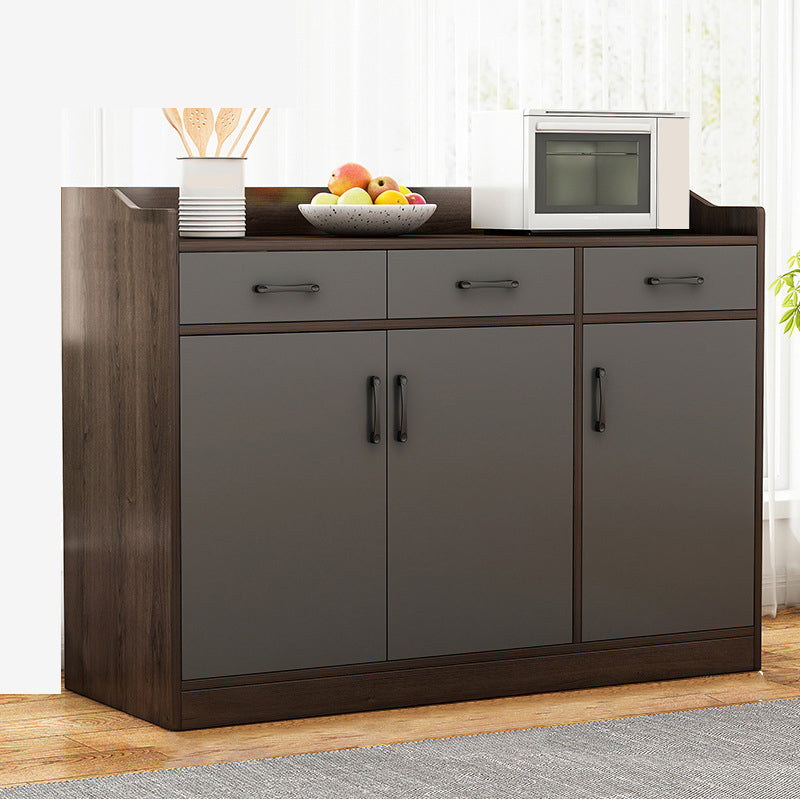 Modern Engineered Wood Sideboard Antique Finish Dining Table with Open Storage