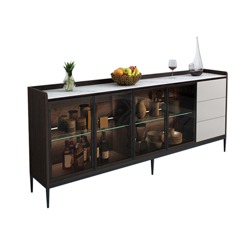 Glam Cabinets Buffet Stand 3 Drawers Glass Doors Buffet Sideboard