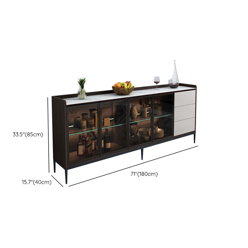 Glam Cabinets Buffet Stand 3 Drawers Glass Doors Buffet Sideboard